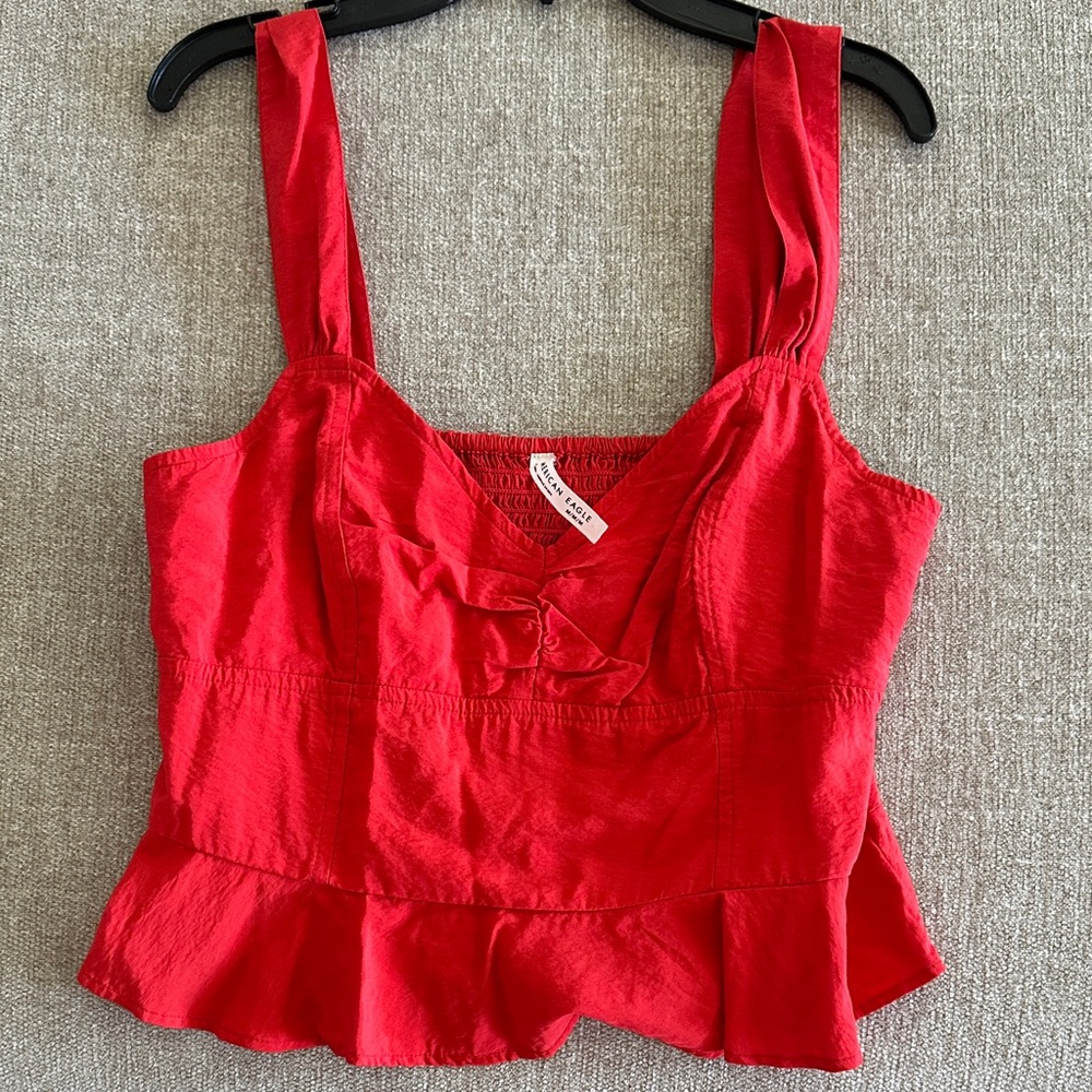American Eagle Outfitters Red Peplum Crop blouse